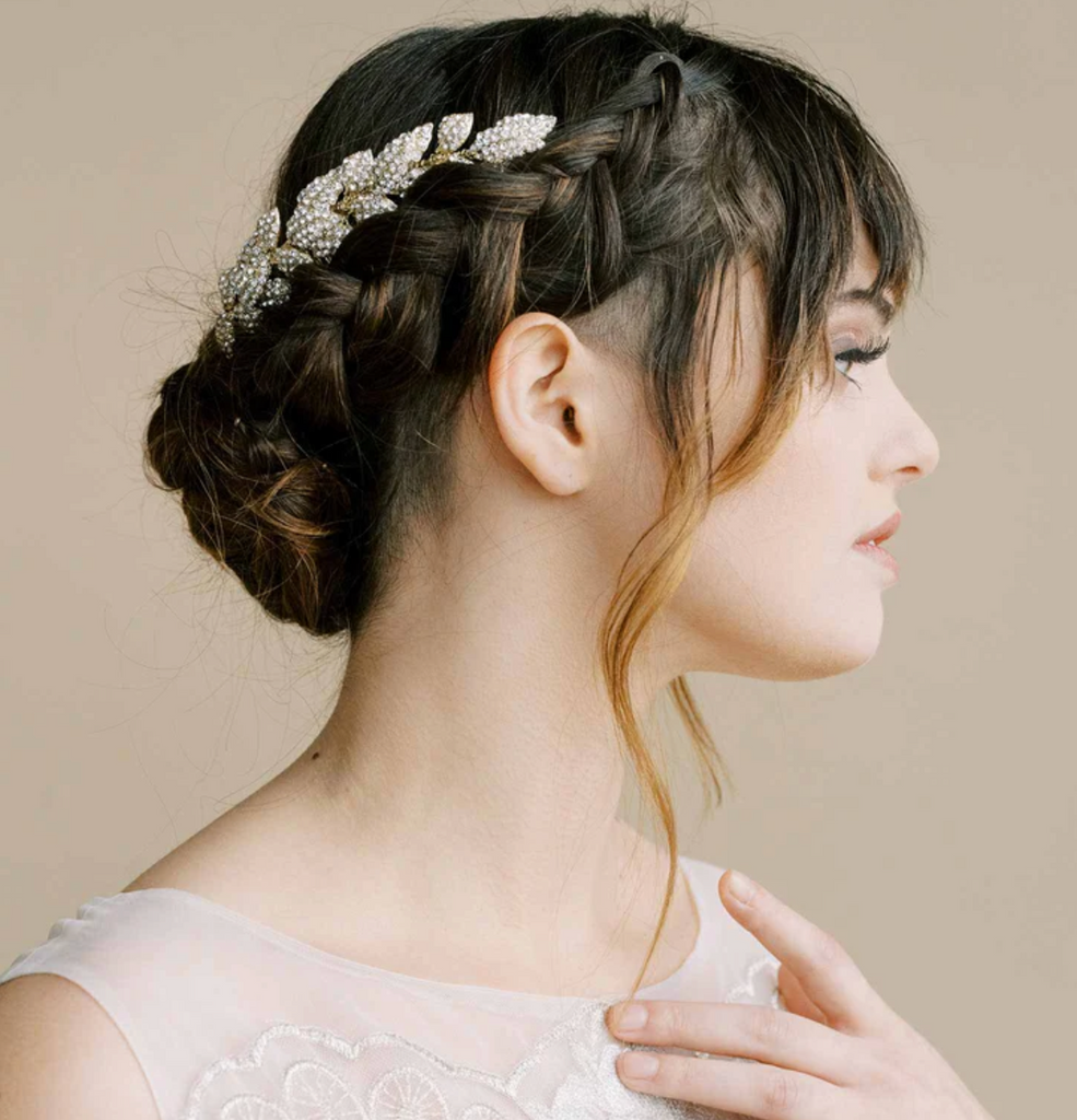 Crystal encrusted leaves hair comb