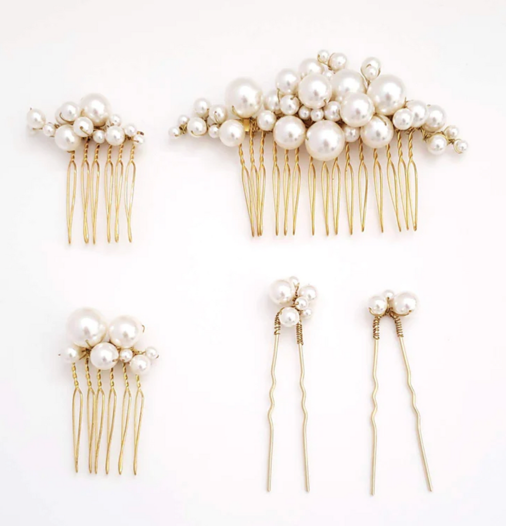 Pearl bubbles hair comb and pin set of 5